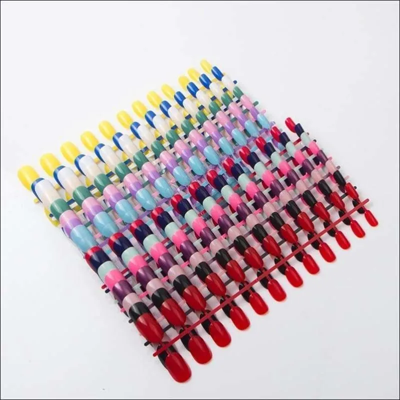 432 pcs/pack Mixed 18 Colors Full Short Round Nail Tips
