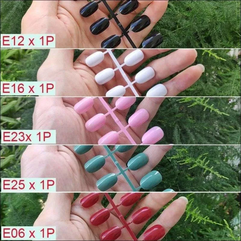 432 pcs/pack Mixed 18 Colors Full Short Round Nail Tips