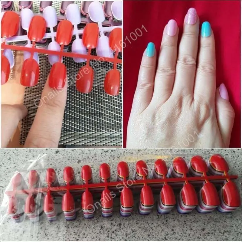 432 pcs/pack Mixed 18 Colors Full Short Round Nail Tips