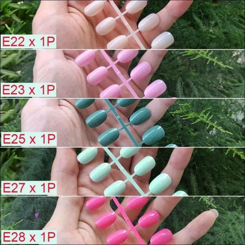 432 pcs/pack Mixed 18 Colors Full Short Round Nail Tips