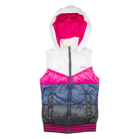 ADIDAS Insulated Womens Puffer Gilet Blue Hooded Colourblock XXS