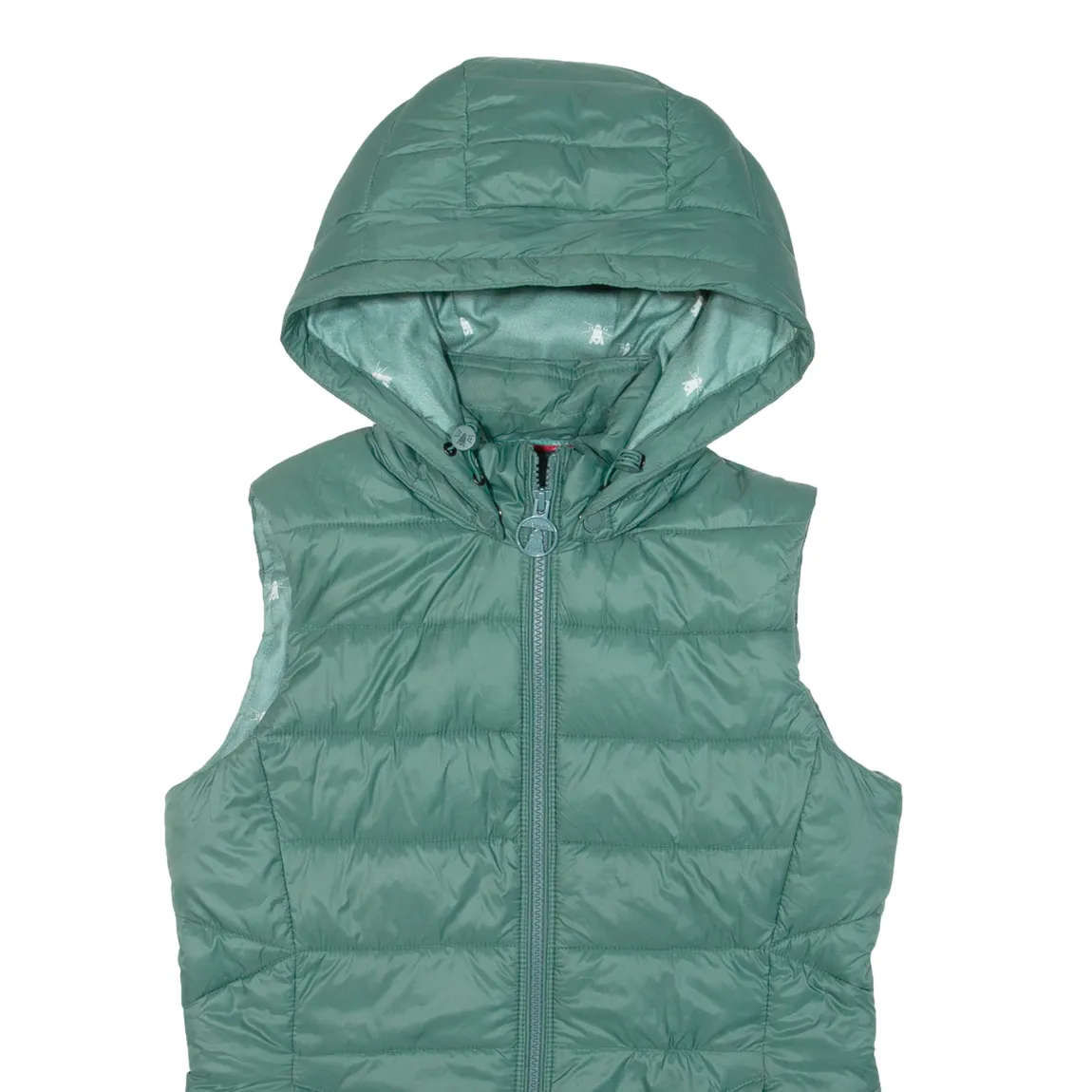 BARBOUR Landmass Insulated Womens Puffer Gilet Green Hooded UK 8