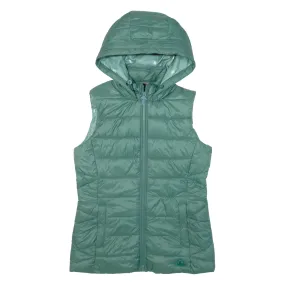 BARBOUR Landmass Insulated Womens Puffer Gilet Green Hooded UK 8
