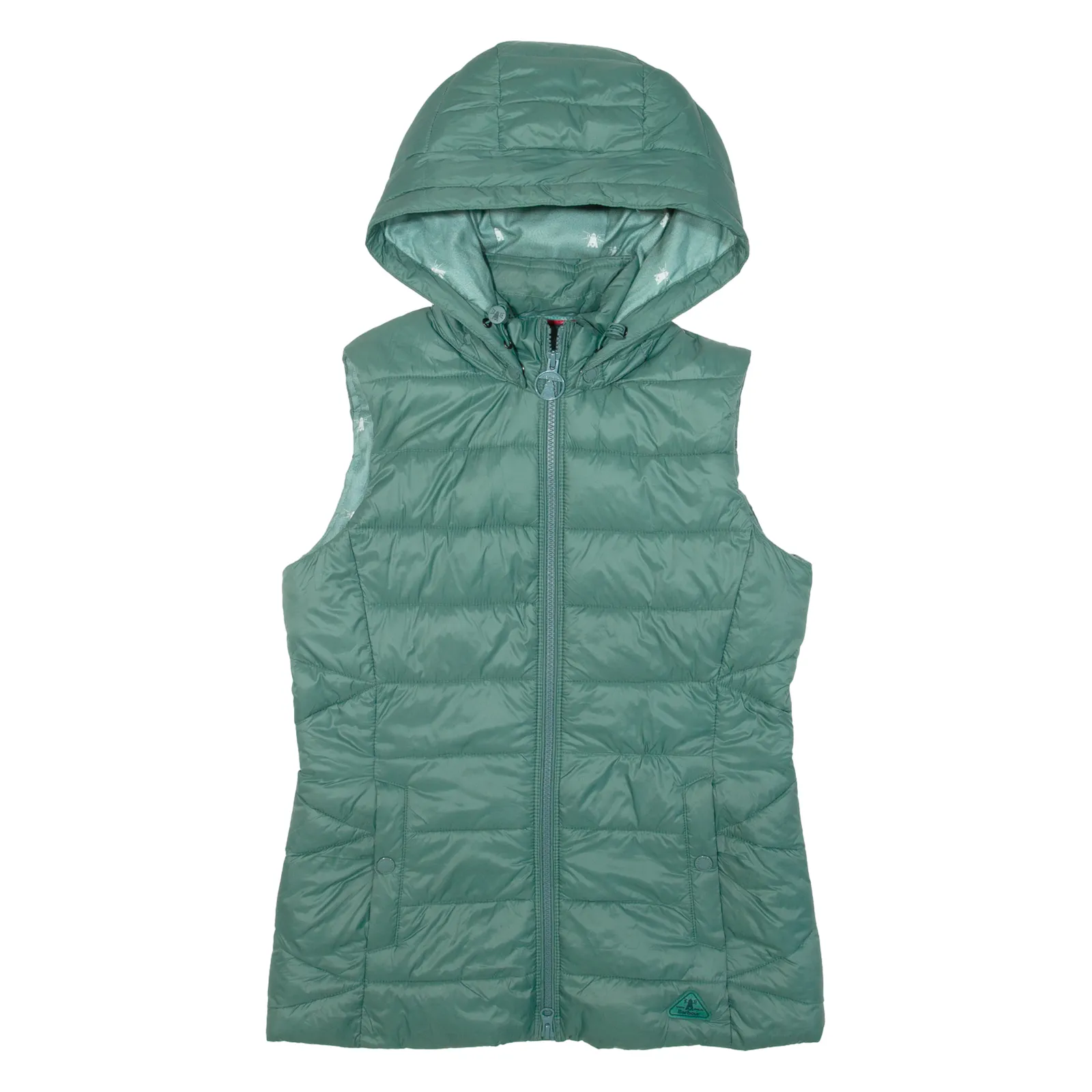 BARBOUR Landmass Insulated Womens Puffer Gilet Green Hooded UK 8