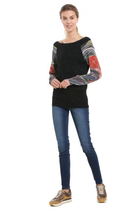 Betsabe Sparkly Floral Arm Jumper Sweater Desigual Style 18WWJFD1
