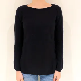 Black Heavy Knit Cashmere Crew Neck Jumper Extra Small