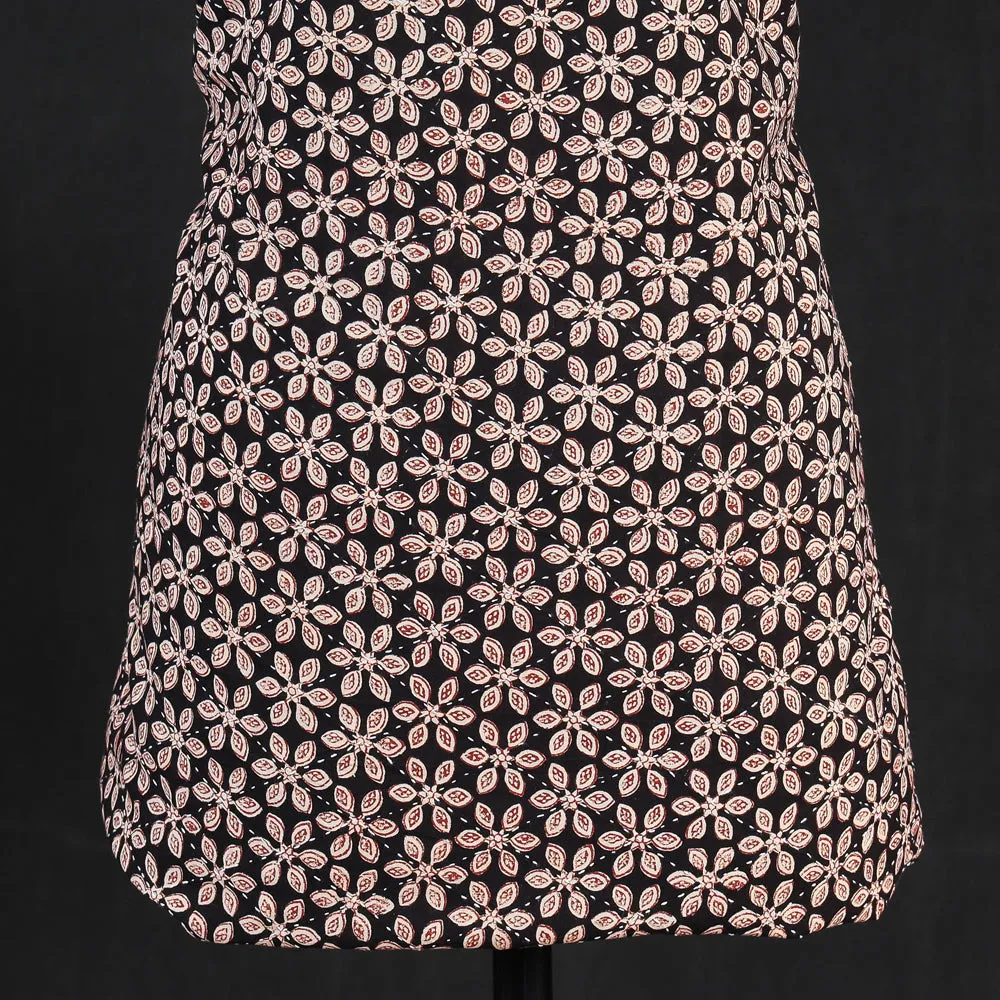 Black - Special Tagai Work Block Print Cotton Kurta Material