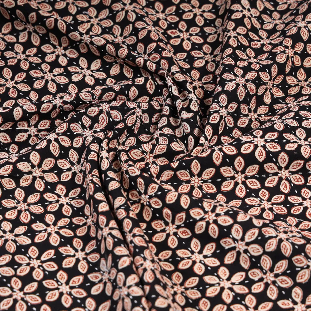 Black - Special Tagai Work Block Print Cotton Kurta Material