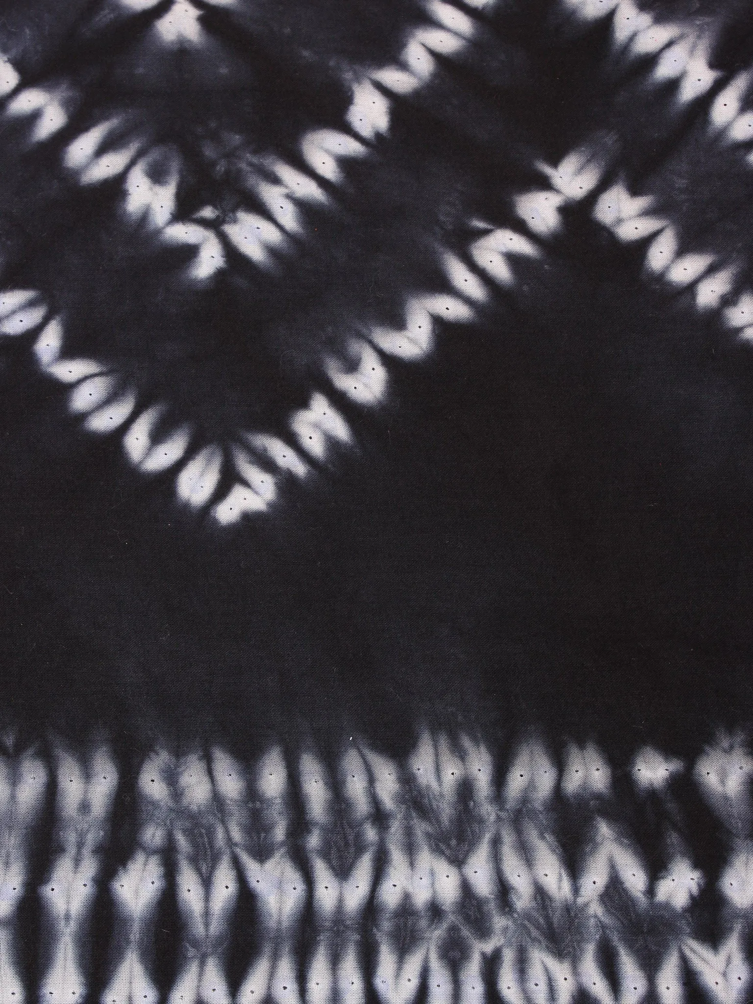 Black White Hand Shibori Dyed Cotton Fabric Per Meter - F0916284