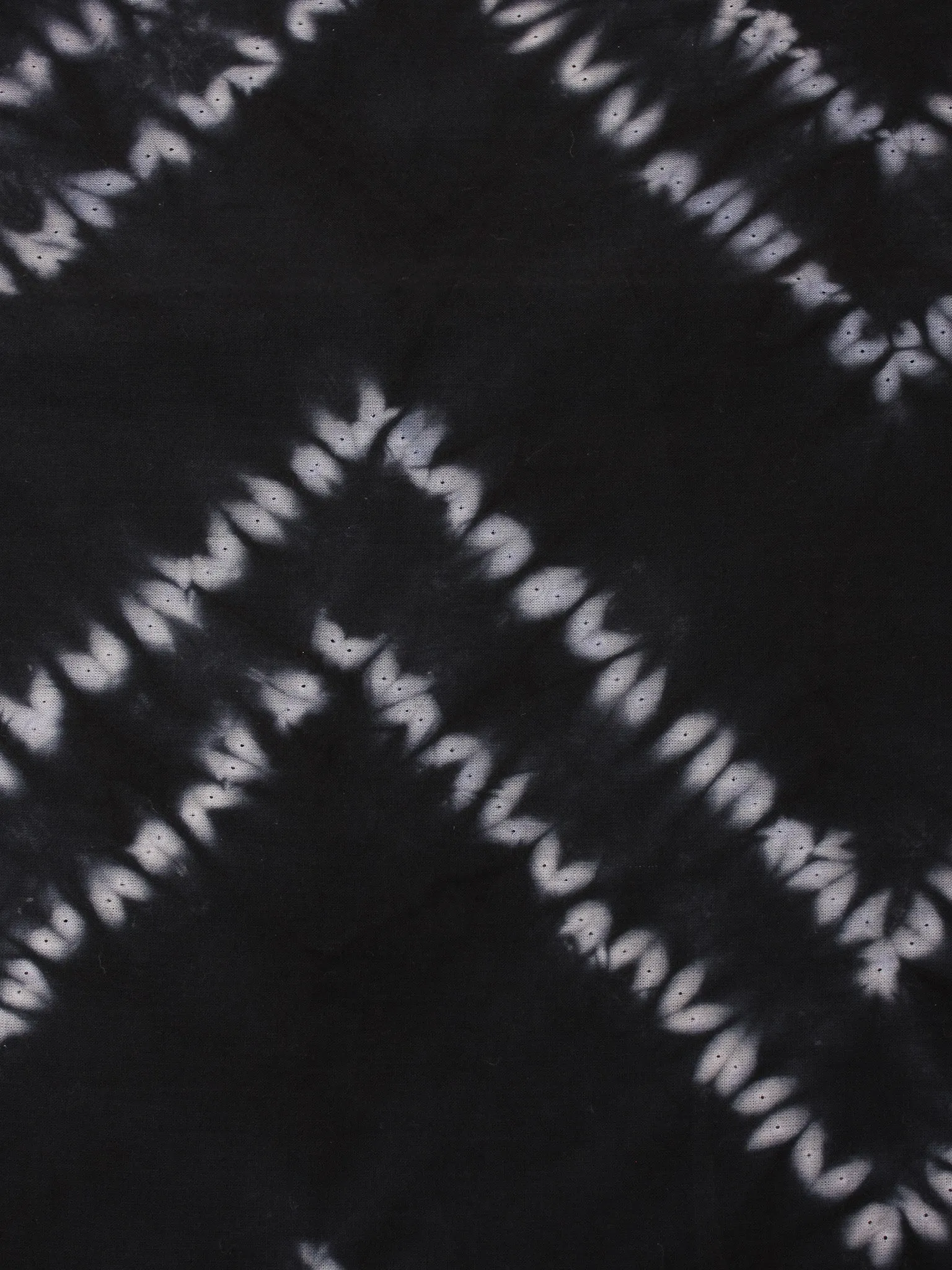 Black White Hand Shibori Dyed Cotton Fabric Per Meter - F0916285