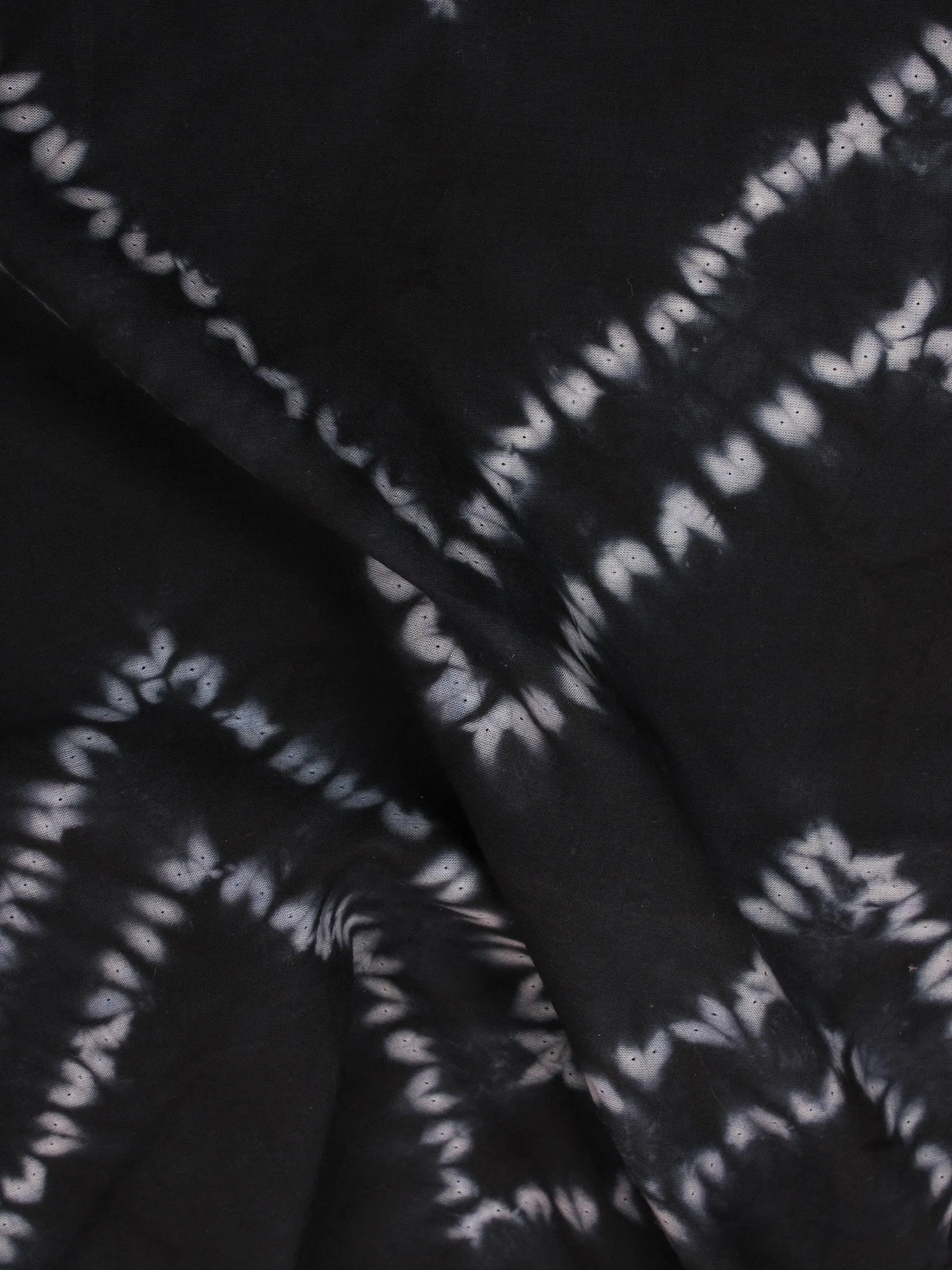 Black White Hand Shibori Dyed Cotton Fabric Per Meter - F0916285