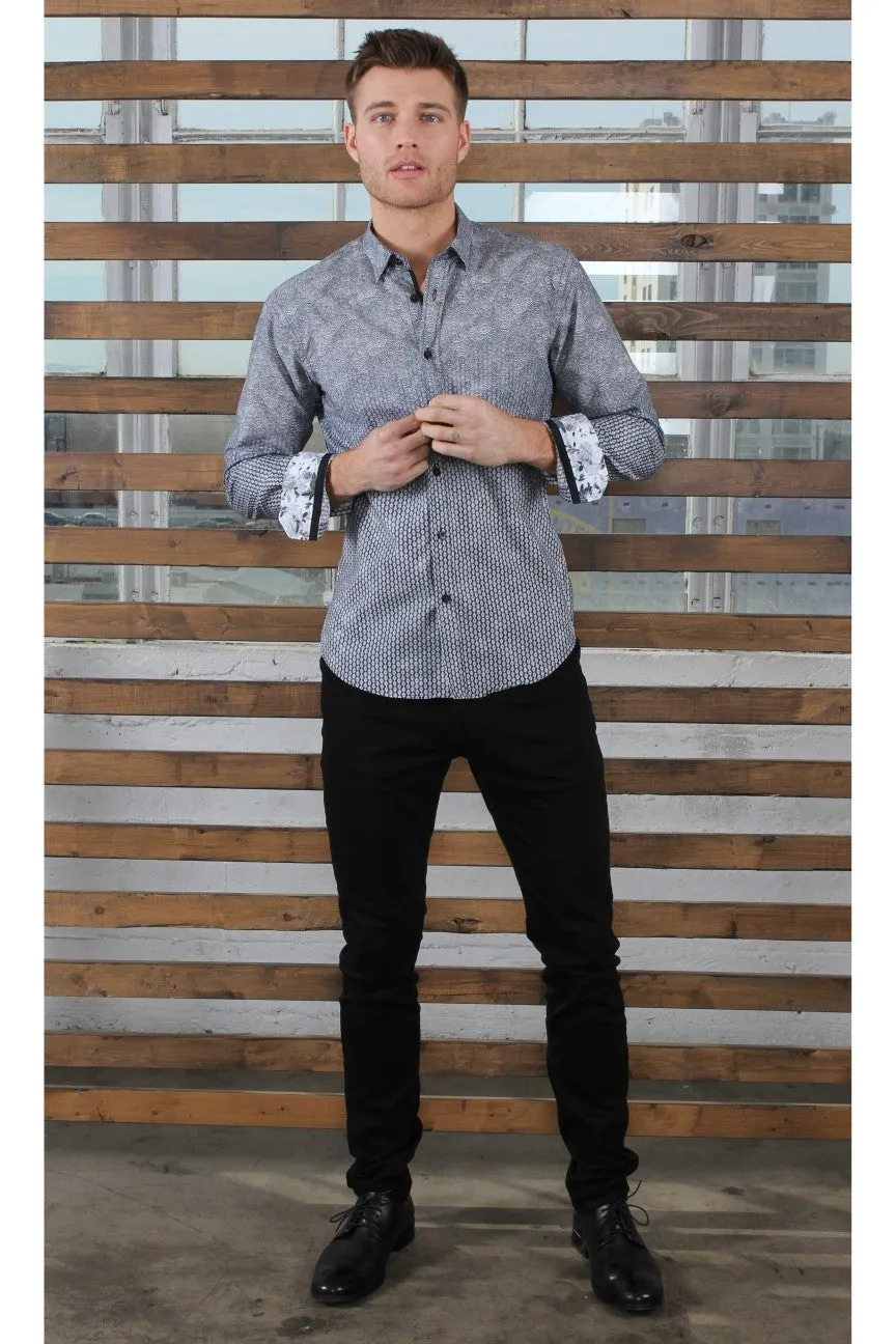 Blended Black Button Down Shirt W/ Trim