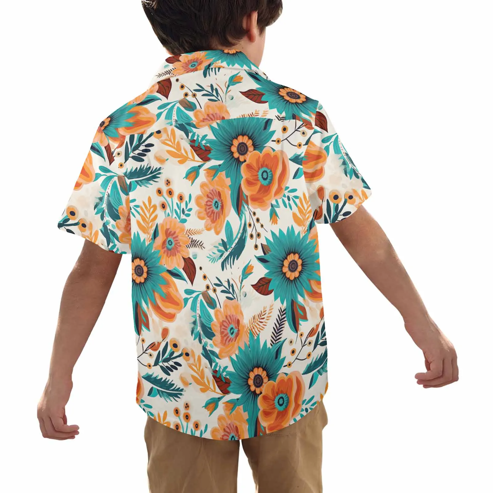 Boho Retro Floral  Little Boys Hawaiian Shirt