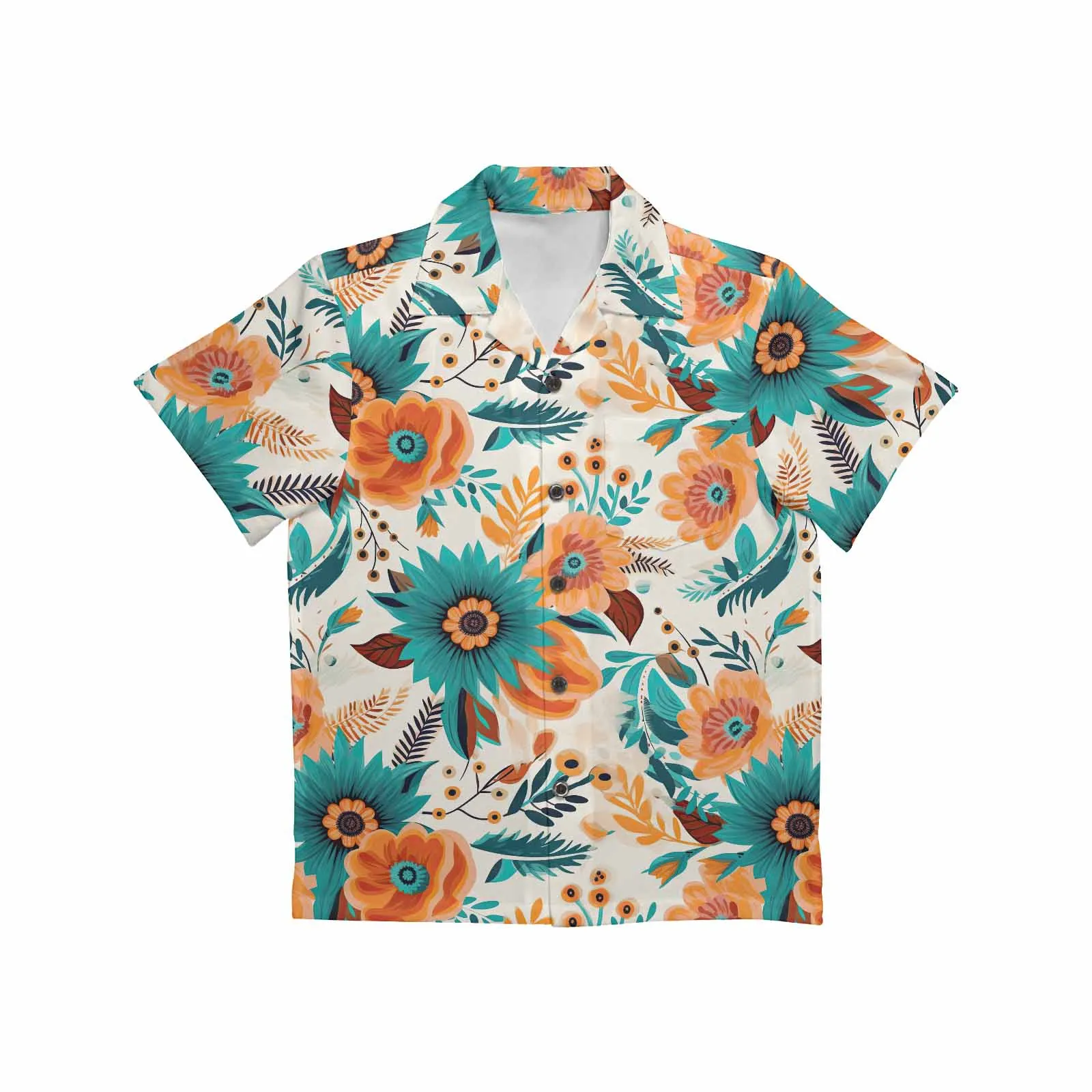 Boho Retro Floral  Little Boys Hawaiian Shirt