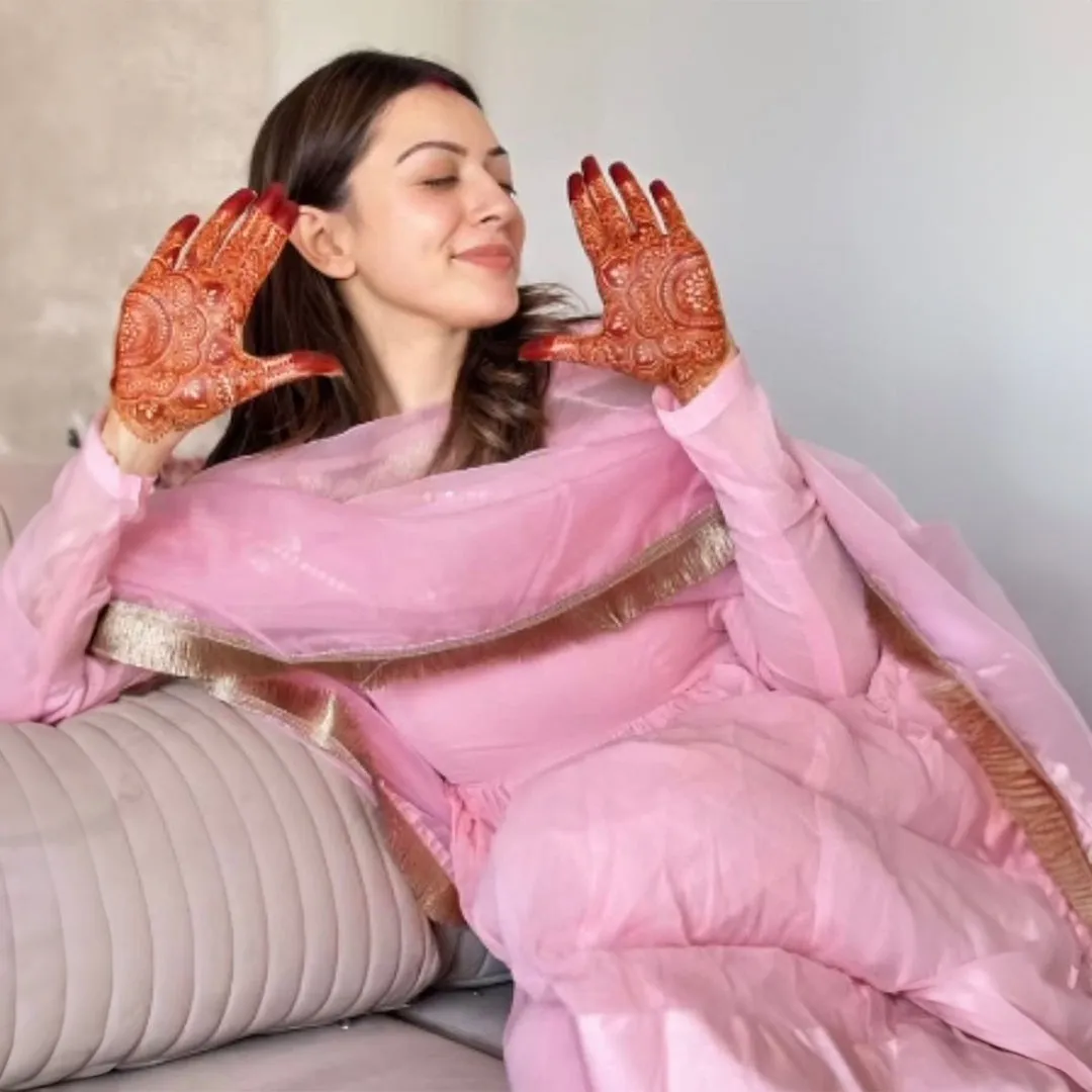 Bunaai Misty Pink Georgette Suit Set