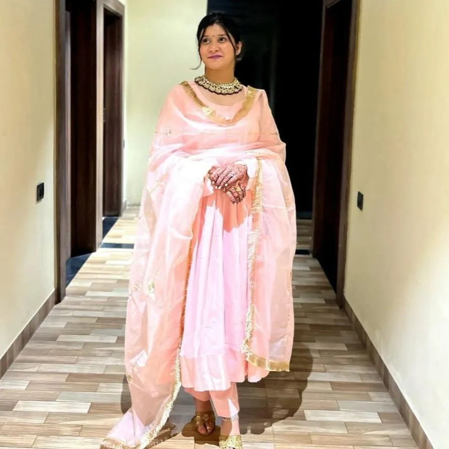 Bunaai Misty Pink Georgette Suit Set