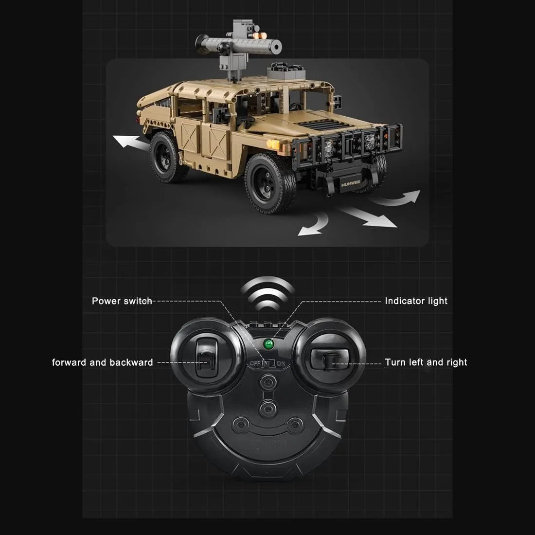 CaDA Remote Control Brick Model Humvee