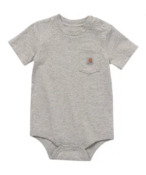 Carhartt Infant Short Sleeve K87 Pocket Bodysuit Onesie - Heather Grey