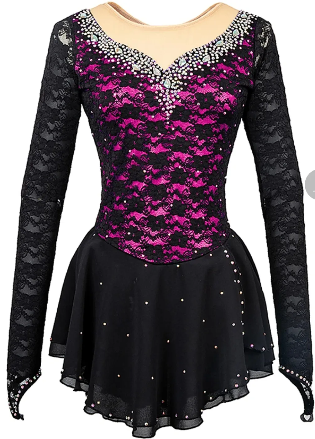 Competition Skating Dress Black Lace Over Color BSU05112.1