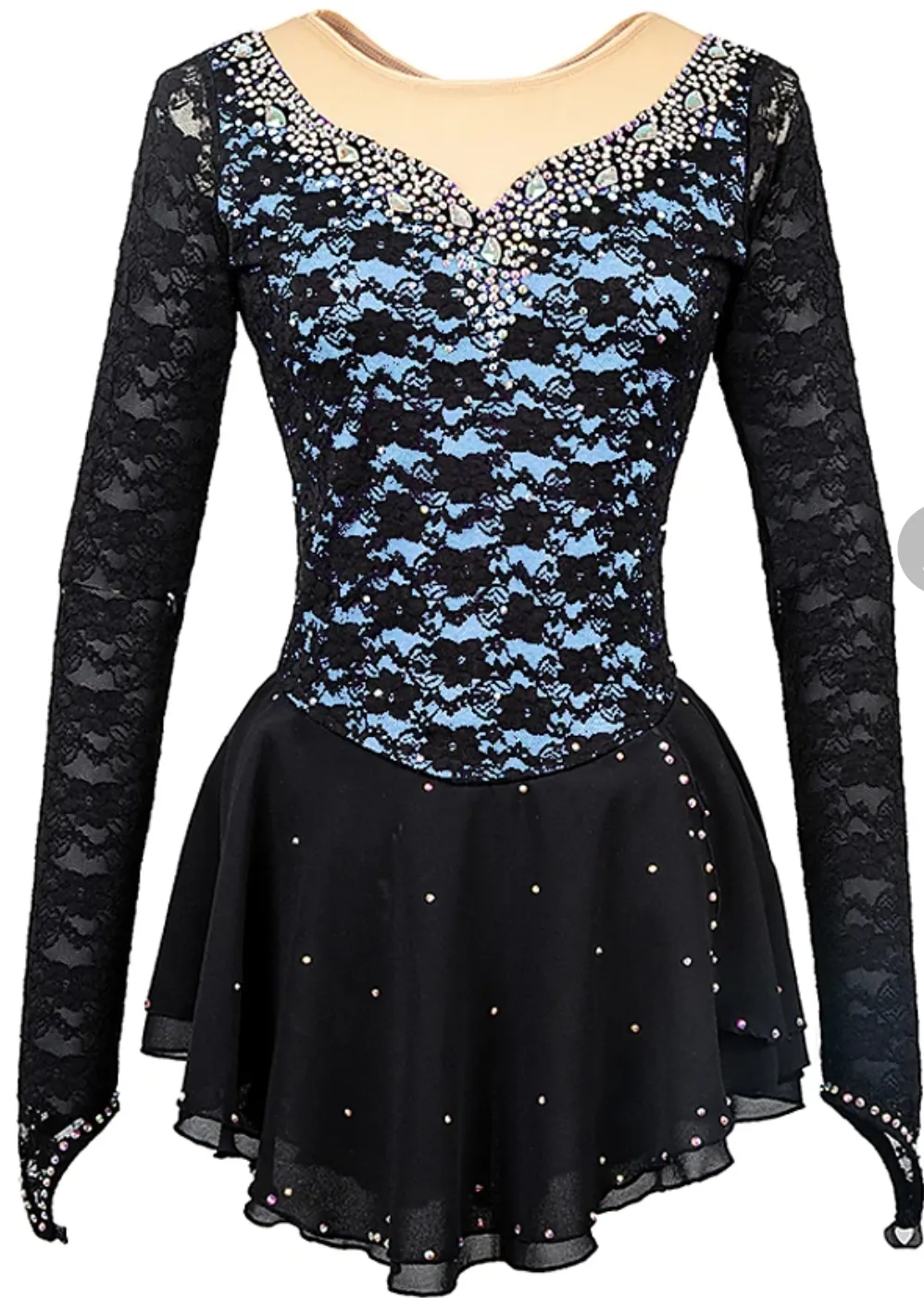 Competition Skating Dress Black Lace Over Color BSU05112.1
