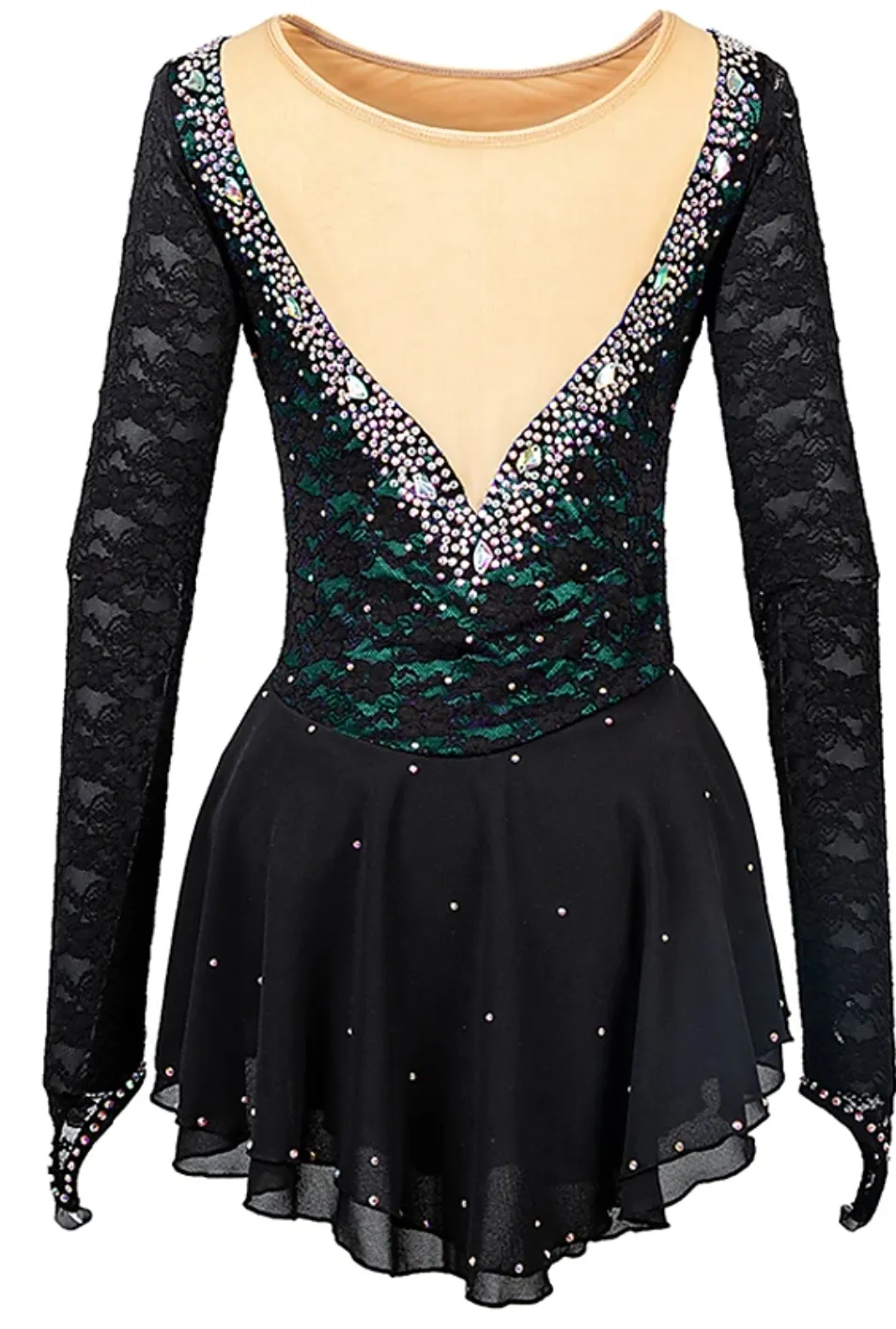 Competition Skating Dress Black Lace Over Color BSU05112.1