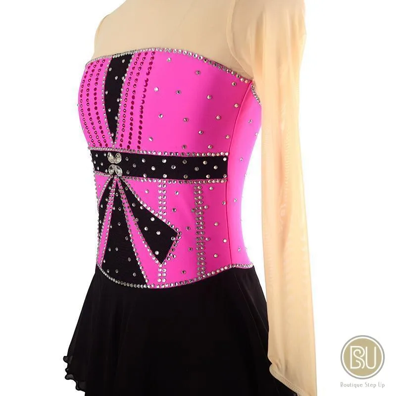 Competition Skating Dress Front Bow 2 Tones Avaialble in 10   Colors