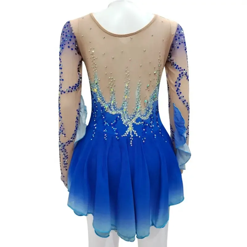 Competition Skating Dress Ombre Color with or without Sleeves Flutter BSU061205