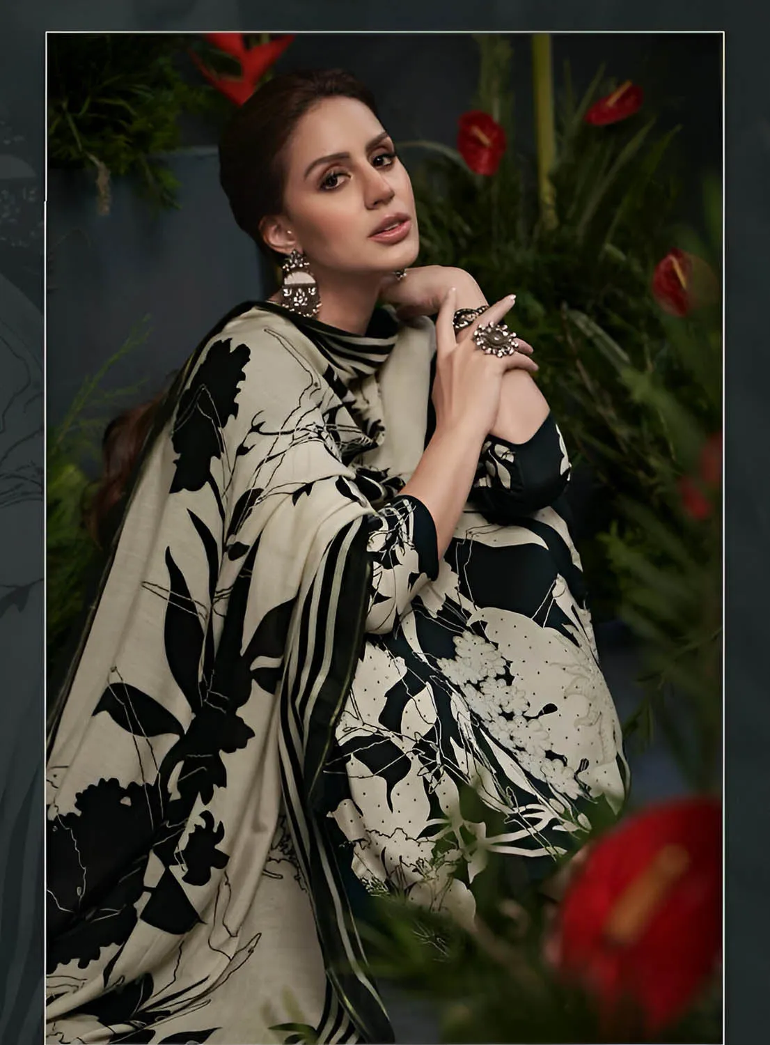 Cotton Silk Unstitched Suit Material with Chiffon Dupatta for Ladies