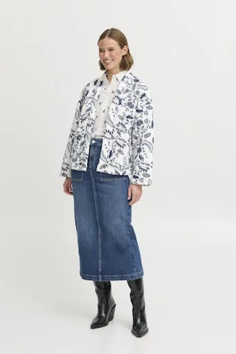 DAIMA Padded Jacket in China Blue Botanical Print
