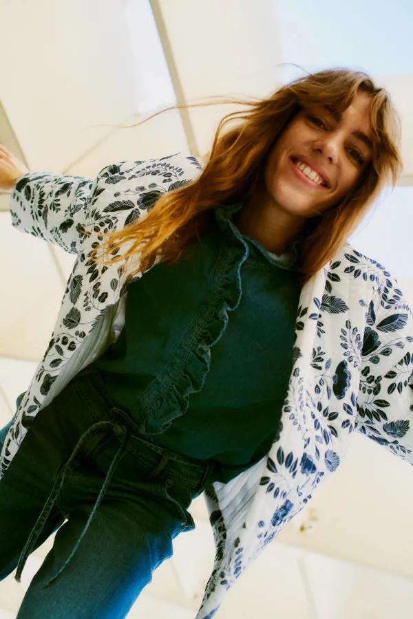 DAIMA Padded Jacket in China Blue Botanical Print