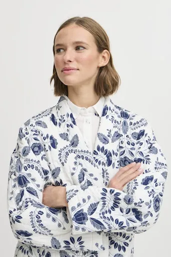 DAIMA Padded Jacket in China Blue Botanical Print