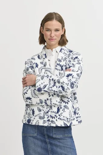 DAIMA Padded Jacket in China Blue Botanical Print