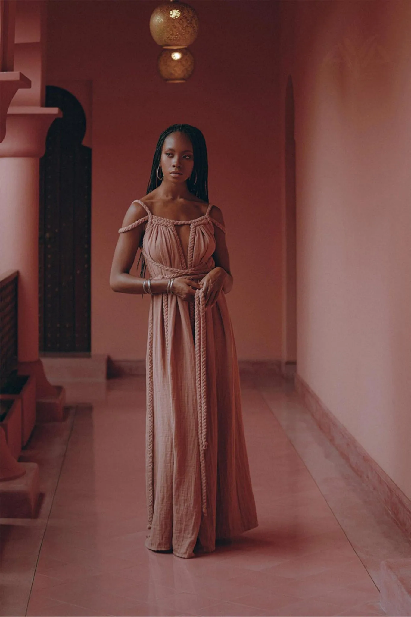 Dusty Pink Greek Goddess Prom Boho Dress
