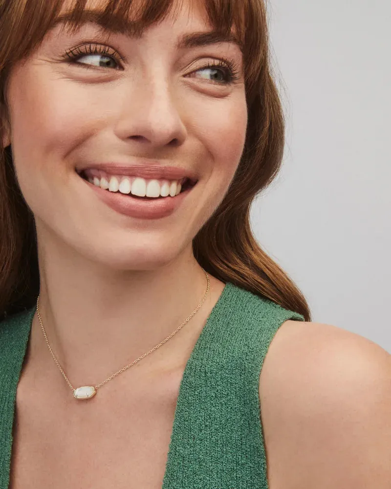 Elisa Gold Extended Length Pendant Necklace in Ivory Mother of Pearl by Kendra Scott