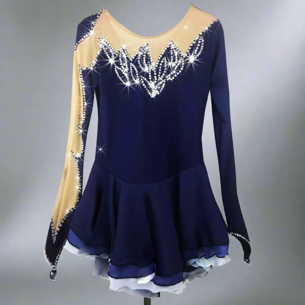 Figure Skating dress 8 Colors Multiple Layer Skirt, Long Sleeves BSU111024