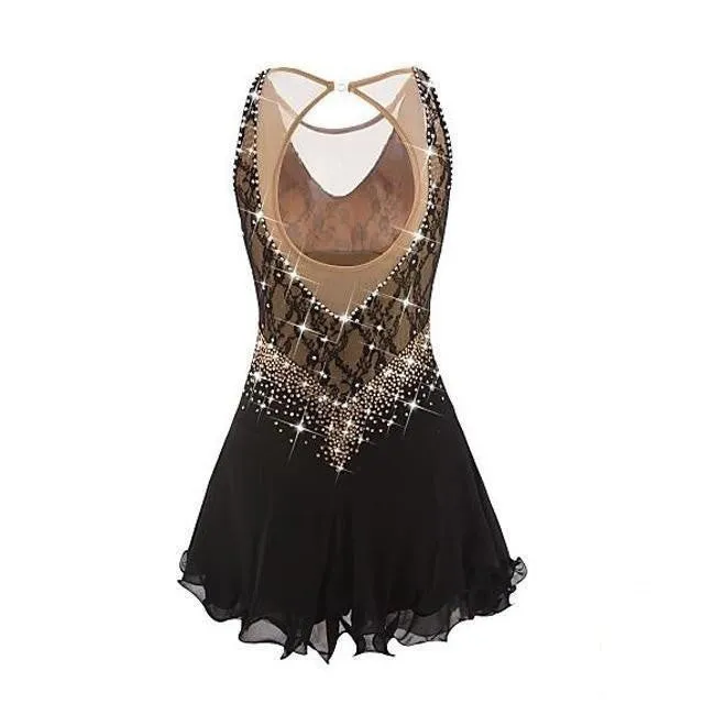 Figure Skating Dresses Rhinestones Black Empire waist , From Youth 8 to AXL, BSU002
