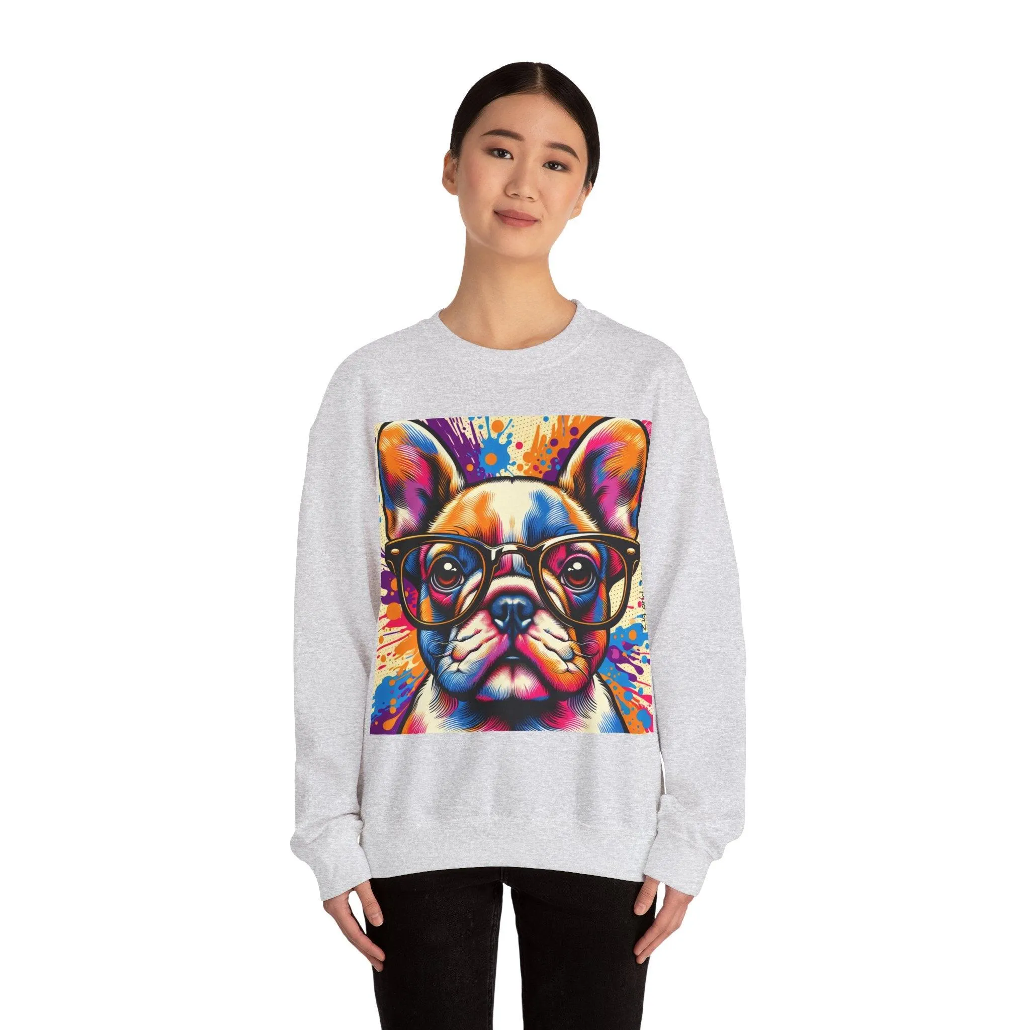 French Bulldog wearing Glasses Pop Art Unisex Sweatshirt