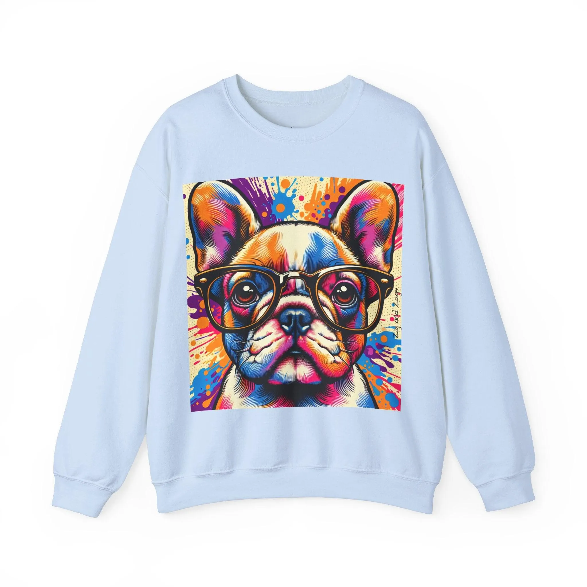 French Bulldog wearing Glasses Pop Art Unisex Sweatshirt