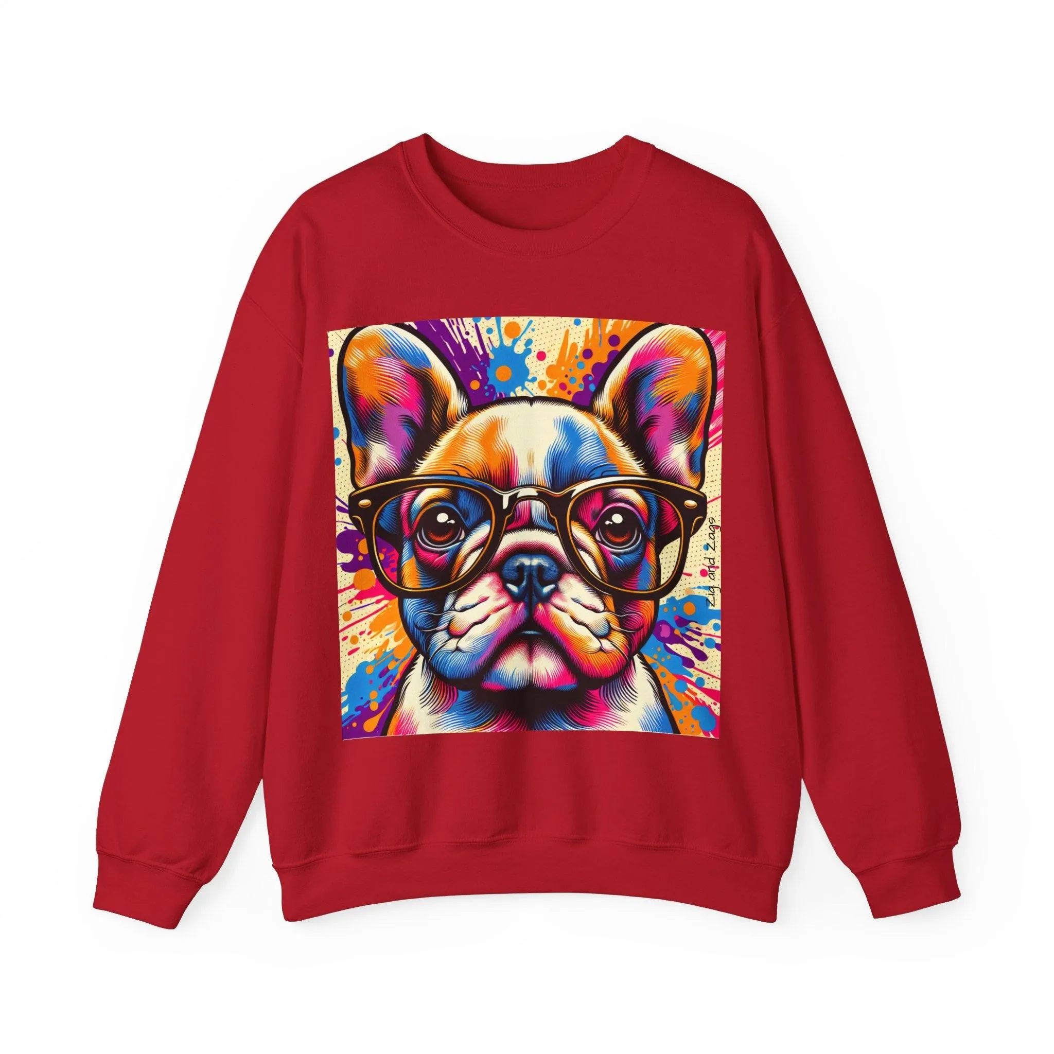 French Bulldog wearing Glasses Pop Art Unisex Sweatshirt