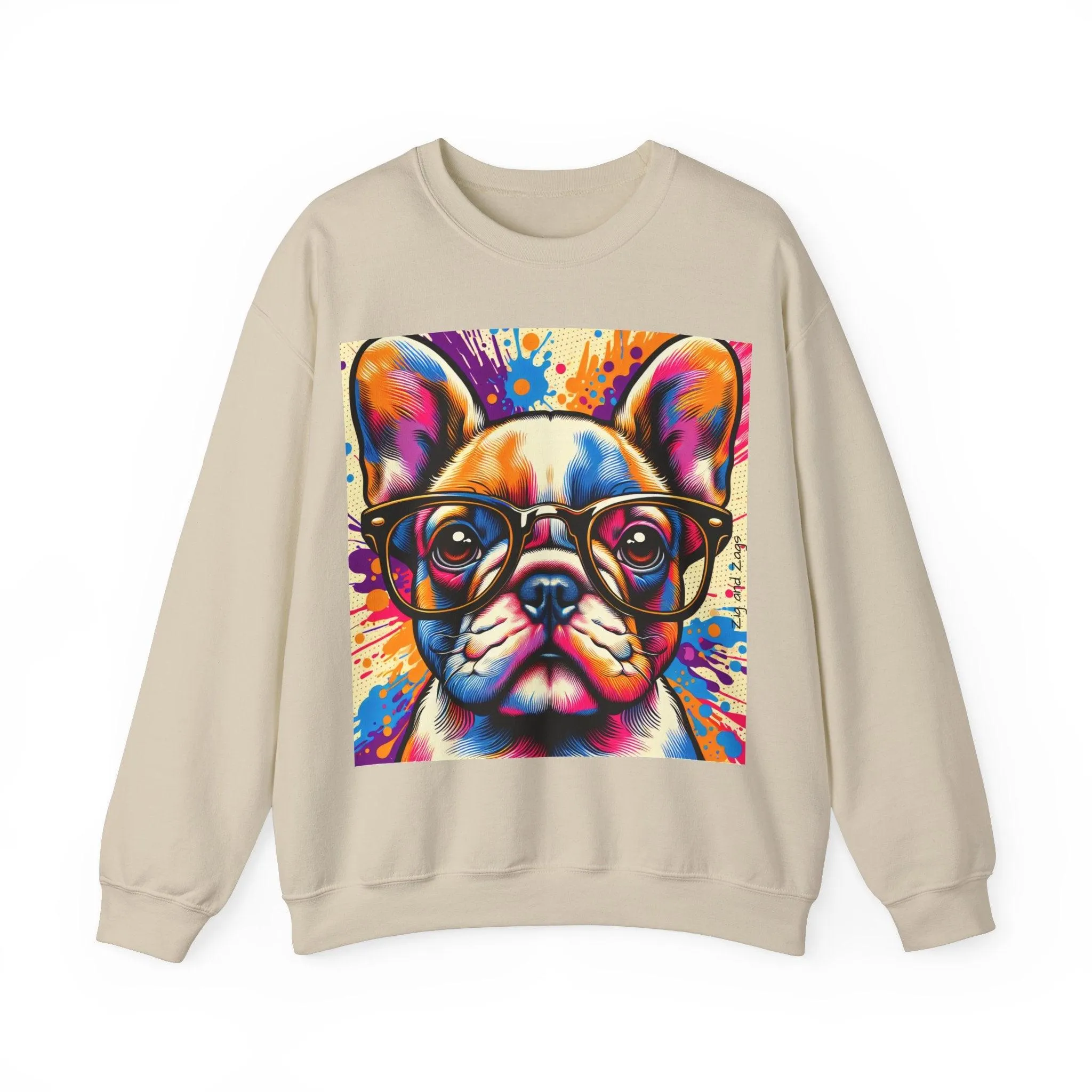 French Bulldog wearing Glasses Pop Art Unisex Sweatshirt
