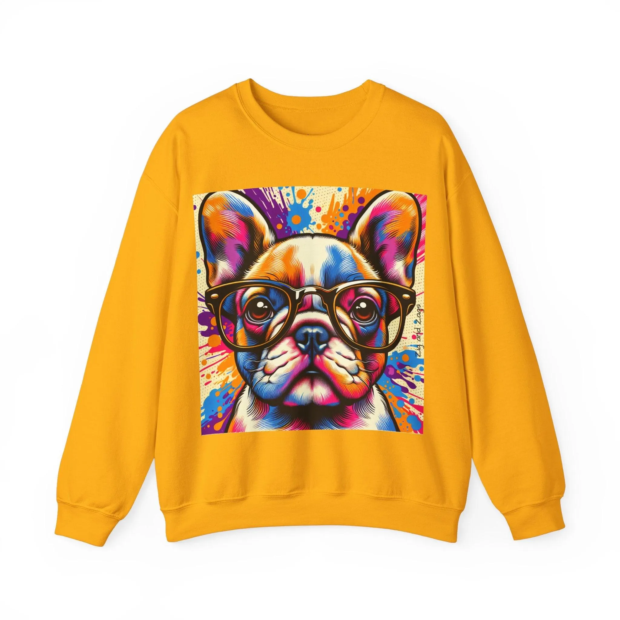 French Bulldog wearing Glasses Pop Art Unisex Sweatshirt