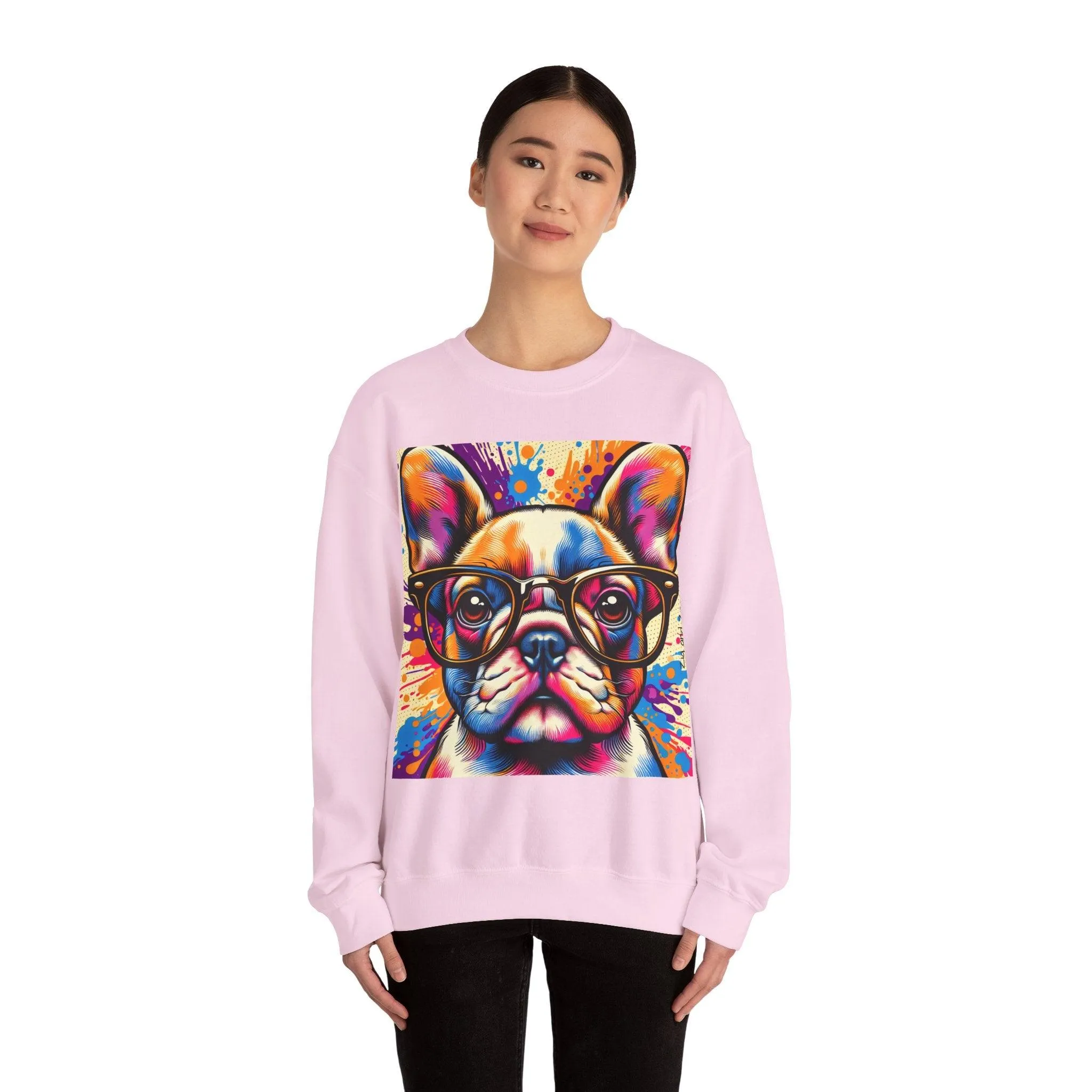 French Bulldog wearing Glasses Pop Art Unisex Sweatshirt