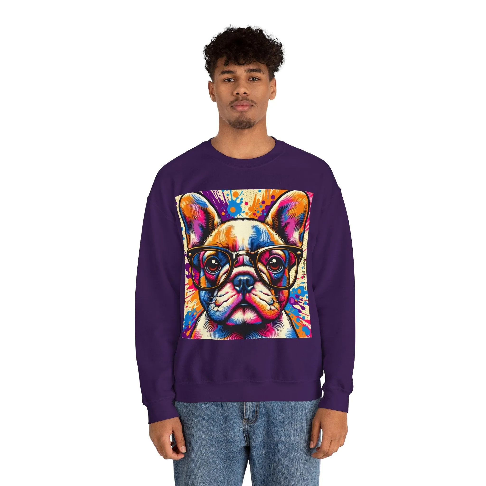 French Bulldog wearing Glasses Pop Art Unisex Sweatshirt