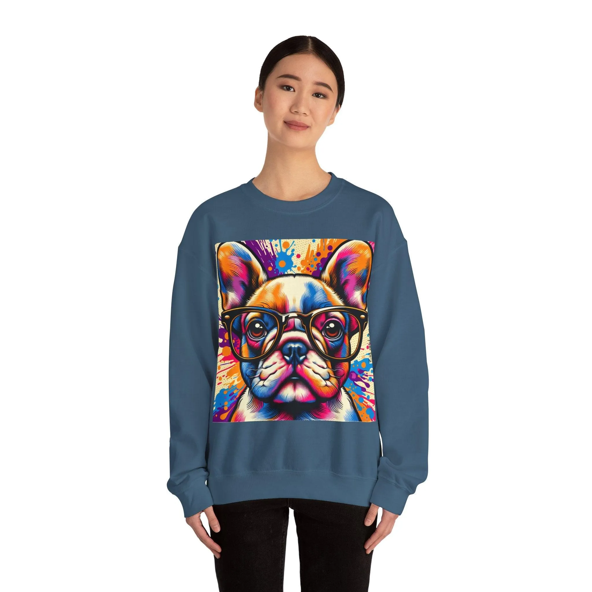 French Bulldog wearing Glasses Pop Art Unisex Sweatshirt
