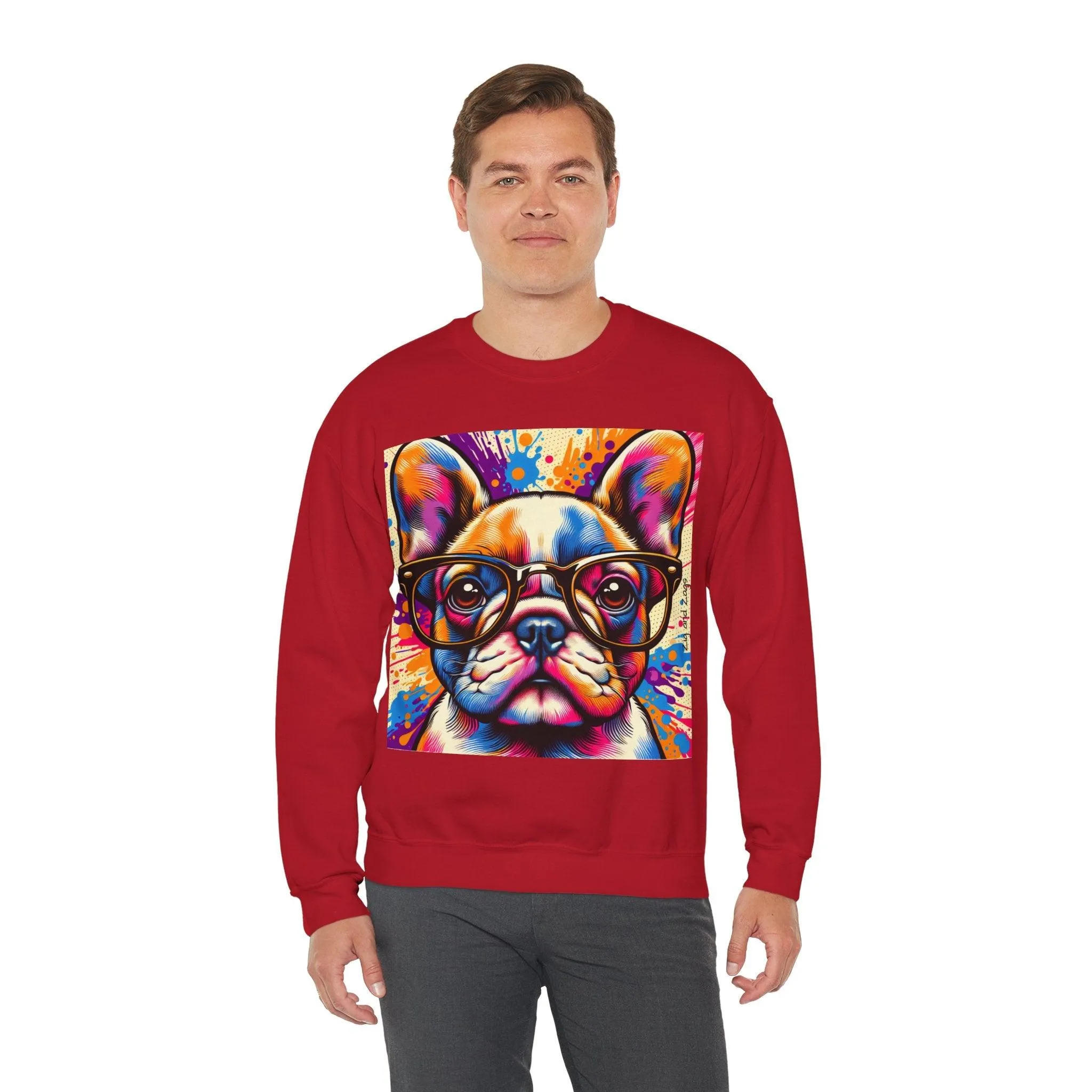 French Bulldog wearing Glasses Pop Art Unisex Sweatshirt