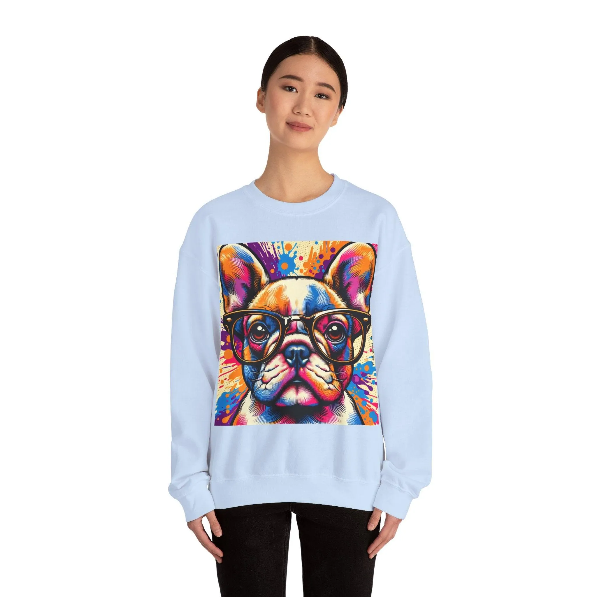 French Bulldog wearing Glasses Pop Art Unisex Sweatshirt