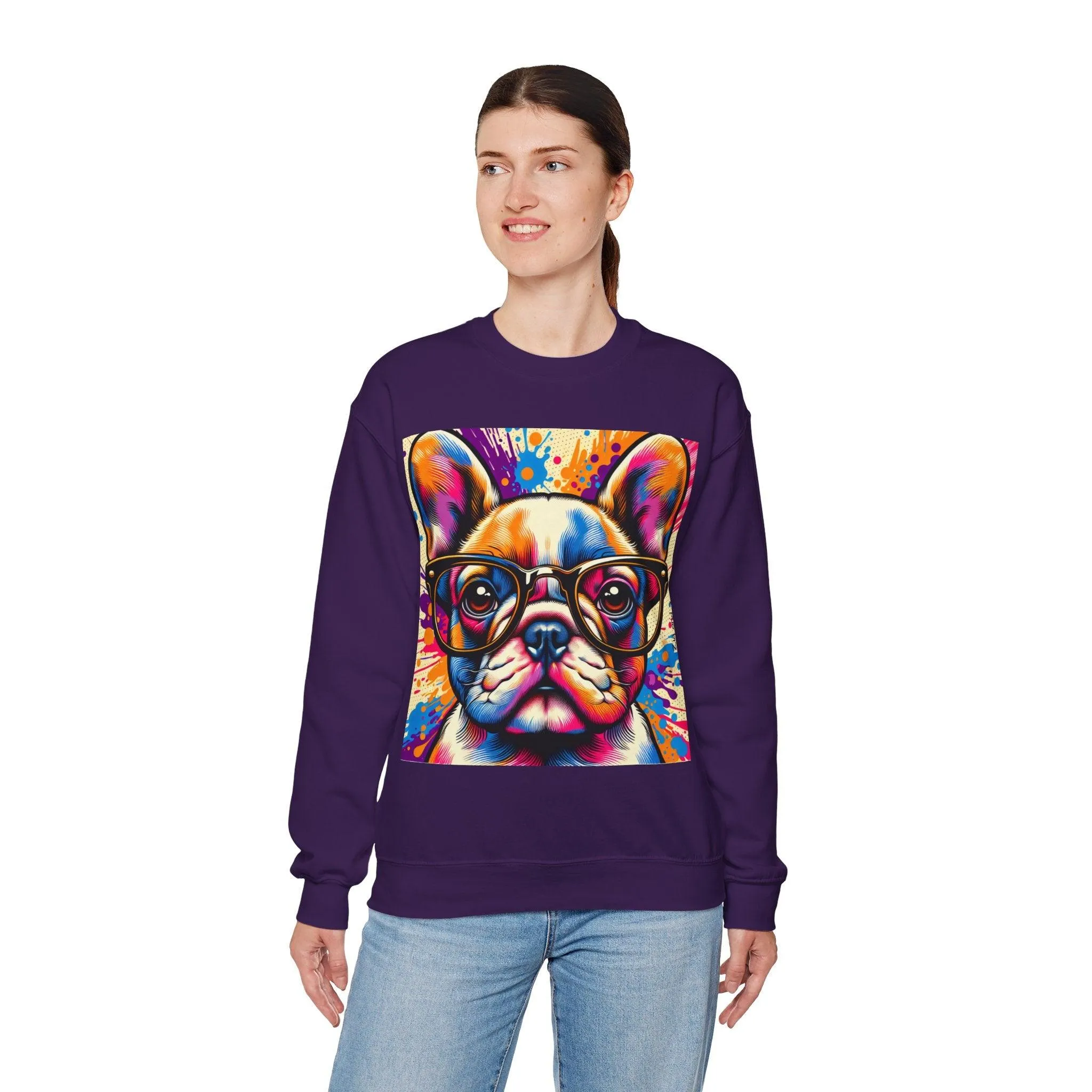 French Bulldog wearing Glasses Pop Art Unisex Sweatshirt
