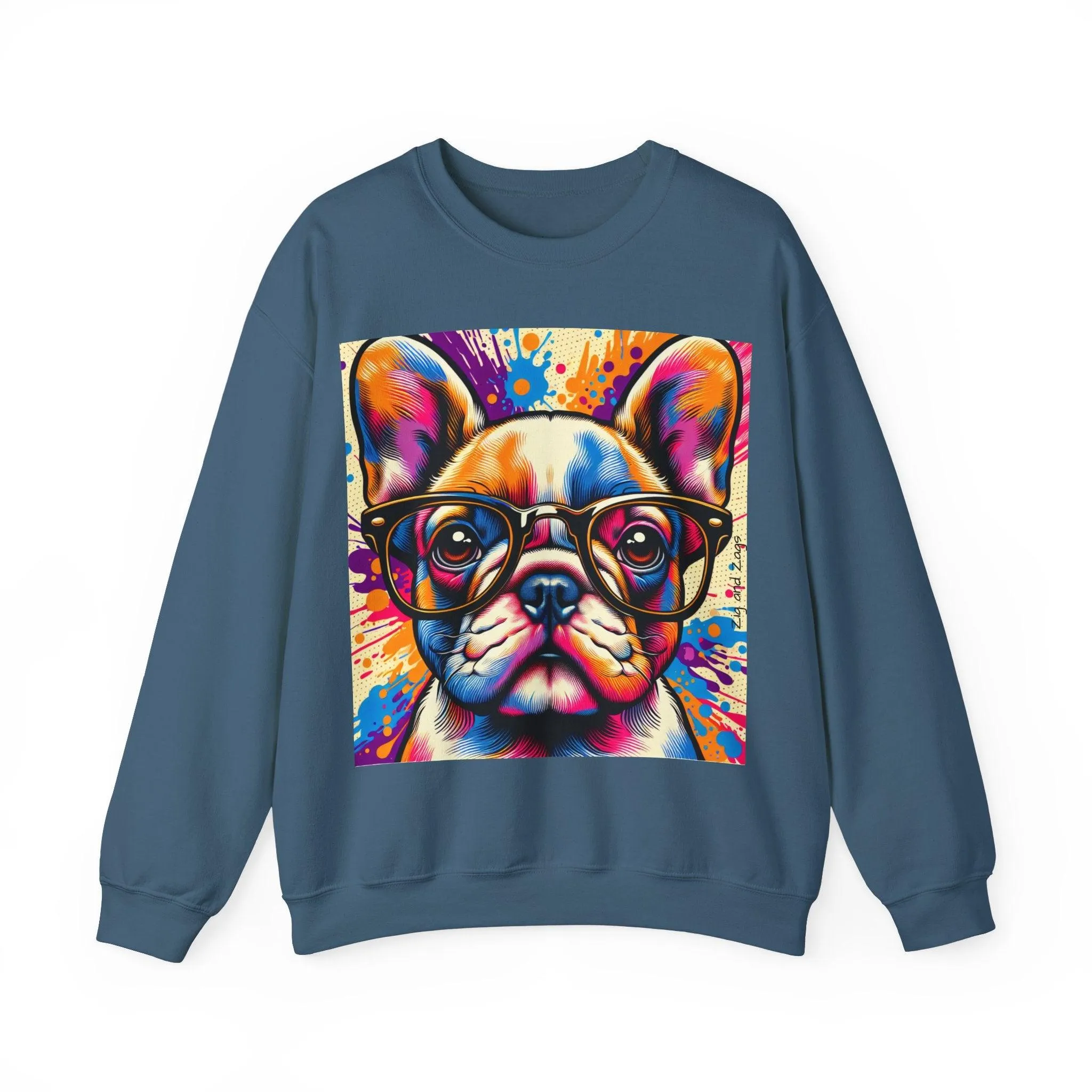 French Bulldog wearing Glasses Pop Art Unisex Sweatshirt