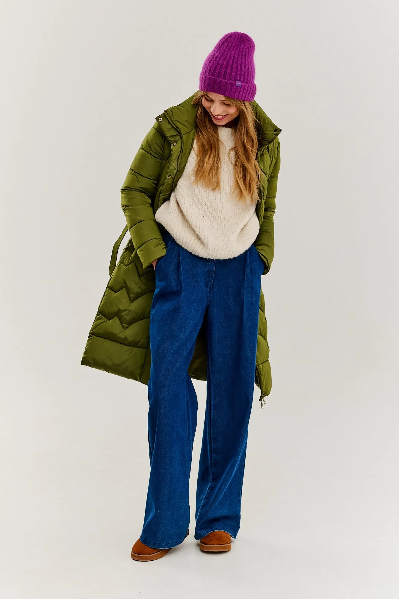 Frosted Pistachio Long Winter Coat