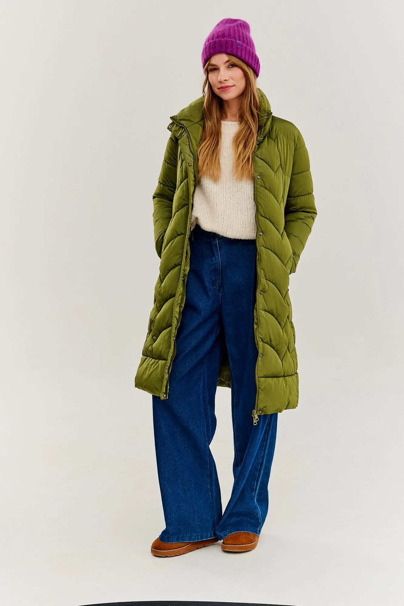 Frosted Pistachio Long Winter Coat